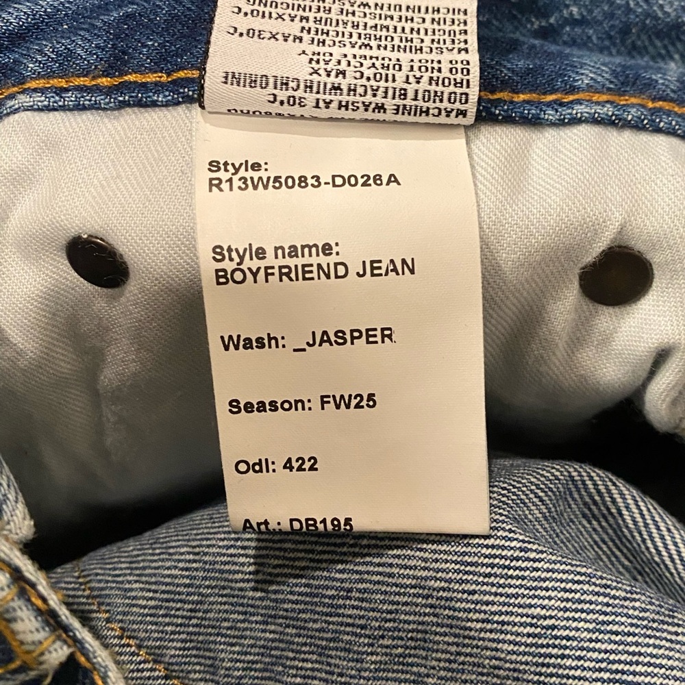 R13 Washed Blue Boyfriend Jeans. NWT - Picture 10 of 13